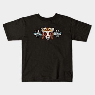 Two Tailed Tom - Twin Engine Pilot Cat Skull Kids T-Shirt